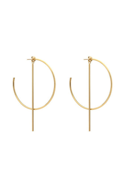 These oversized gold hoops feature a dangling bar in the center and are the perfect accessories for everyday modest dresses.  