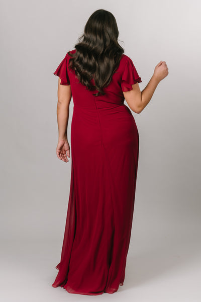 Back view of dress with seamless zipper. Modest Dresses - Modest Prom Dress - Formalwear Modest Dresses - Bridesmaid Modest Dresses. 