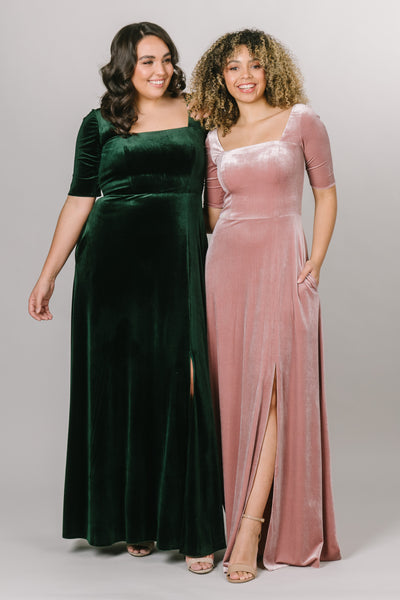 The model on the right is wearing a size 20 and the model on the left is wearing a size 8. Modest Dresses - Modest Prom Dress - Formalwear Modest Dresses - Bridesmaid Modest Dresses. 